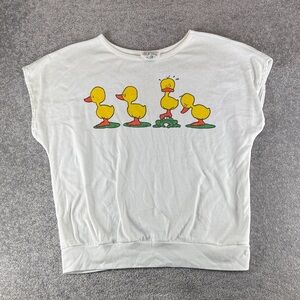 Vintage BJ Frog Sleeveless Shirt Ducks Frog White Womens M